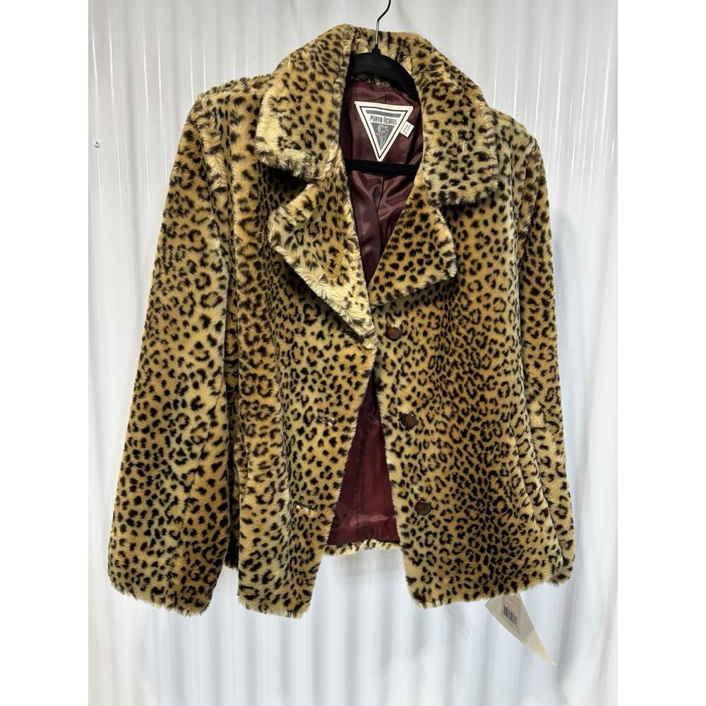 Vintage Marvin Richards Leopard Print Faux Fur Coat NWT